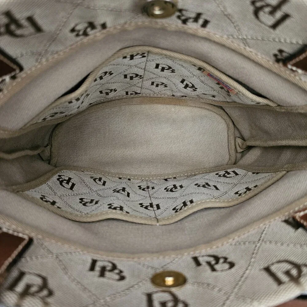 DOONEY & BOURKE Medium Tassel Brown Amber Leather Monogram Hobo Bucket Bag